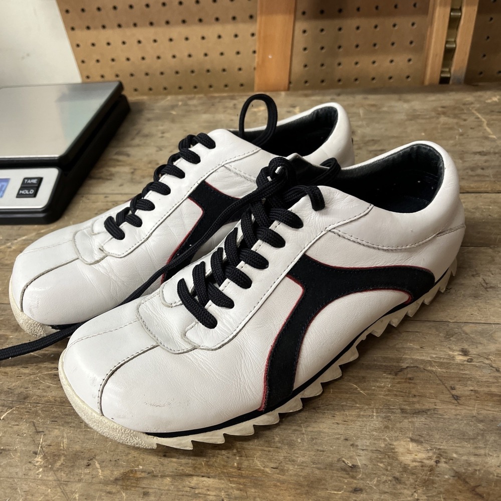 Aldo Leather White Blue Men's Sneakers 42 Us 8/8.5